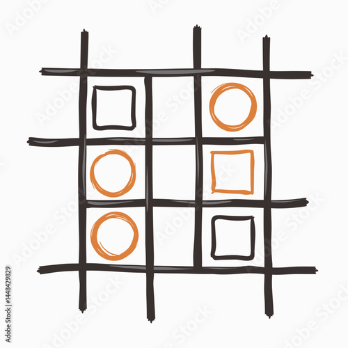 colorful abstract puzzle game board with orange circles