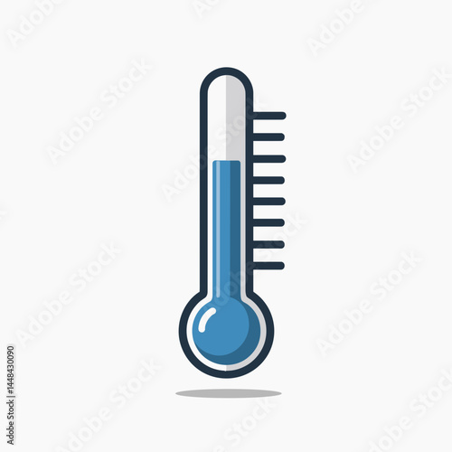 temperature gauge icon with blue needle on white background