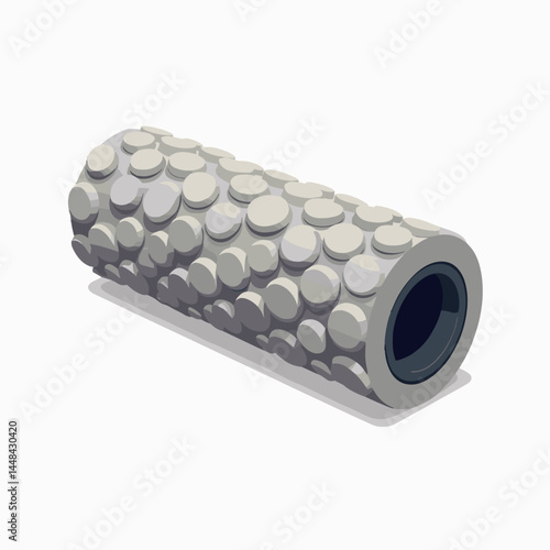 d render of grey foam roller with black hole