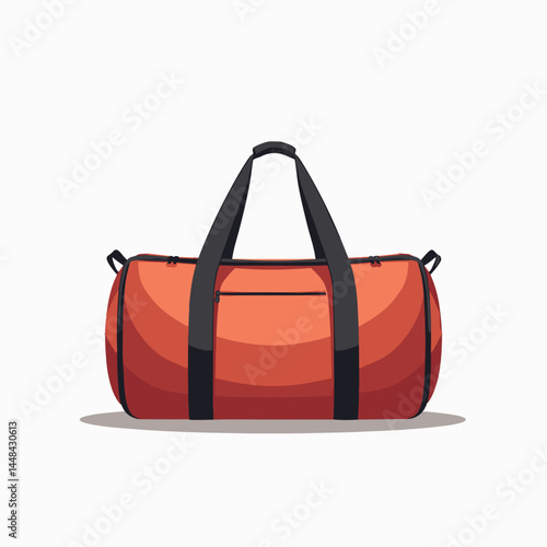 vibrant red duffle bag with black straps  sports equipment illustration