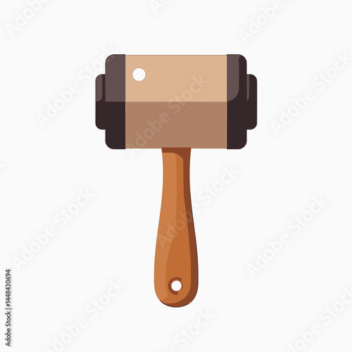 handheld hammer with wooden handle  brown and black icon