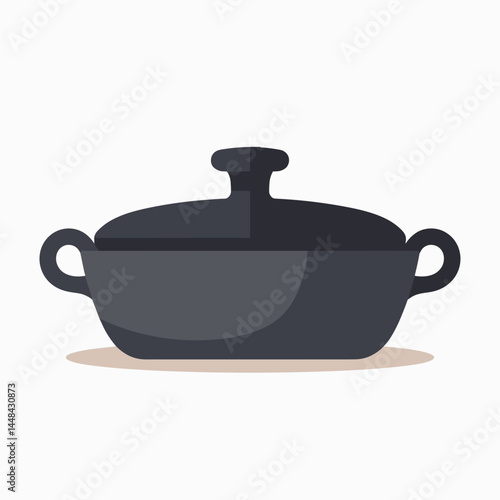 stock pot illustration  black cast iron cookware with handle