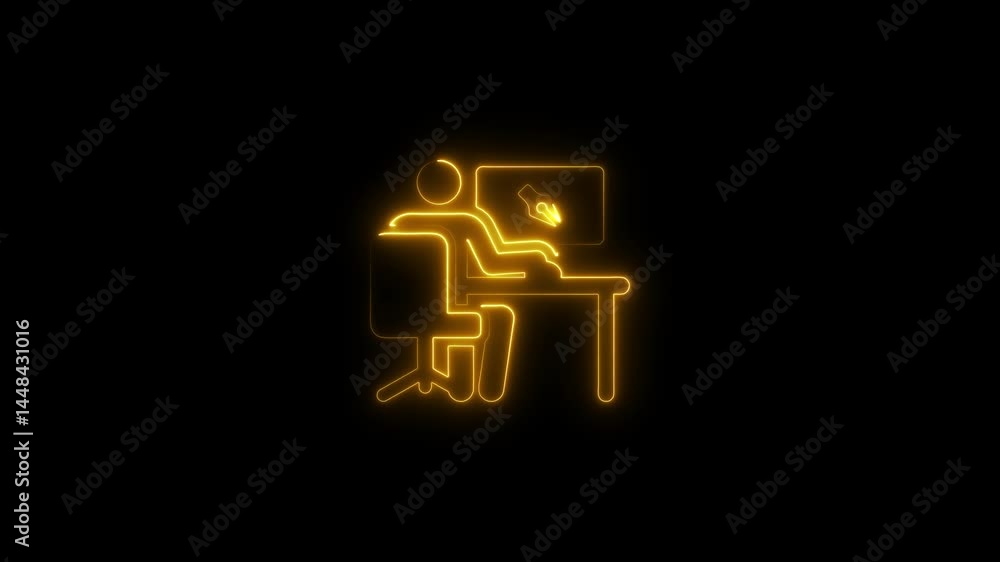 Animated neon artist at work concept depicting graphic design or creative work Animated neon artist at work concept depicting graphic design or creative work