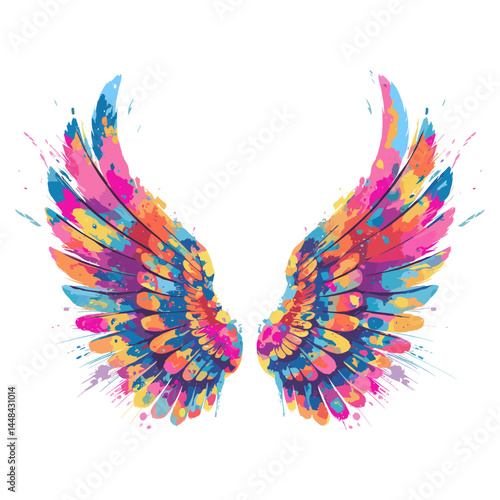 Angel wings shape illustration colorful art vector illustration