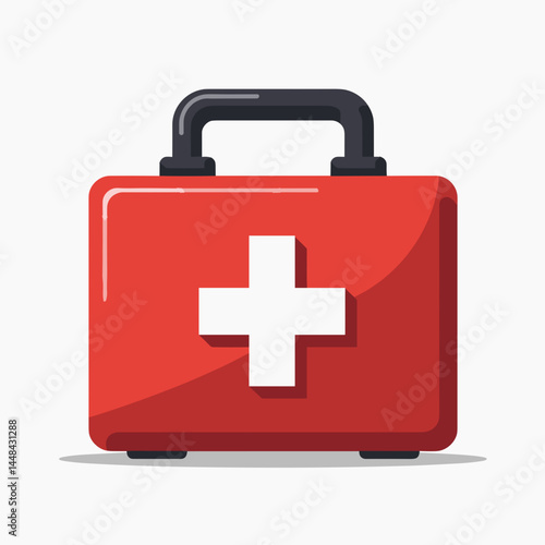 emergency medical kit with red first aid box