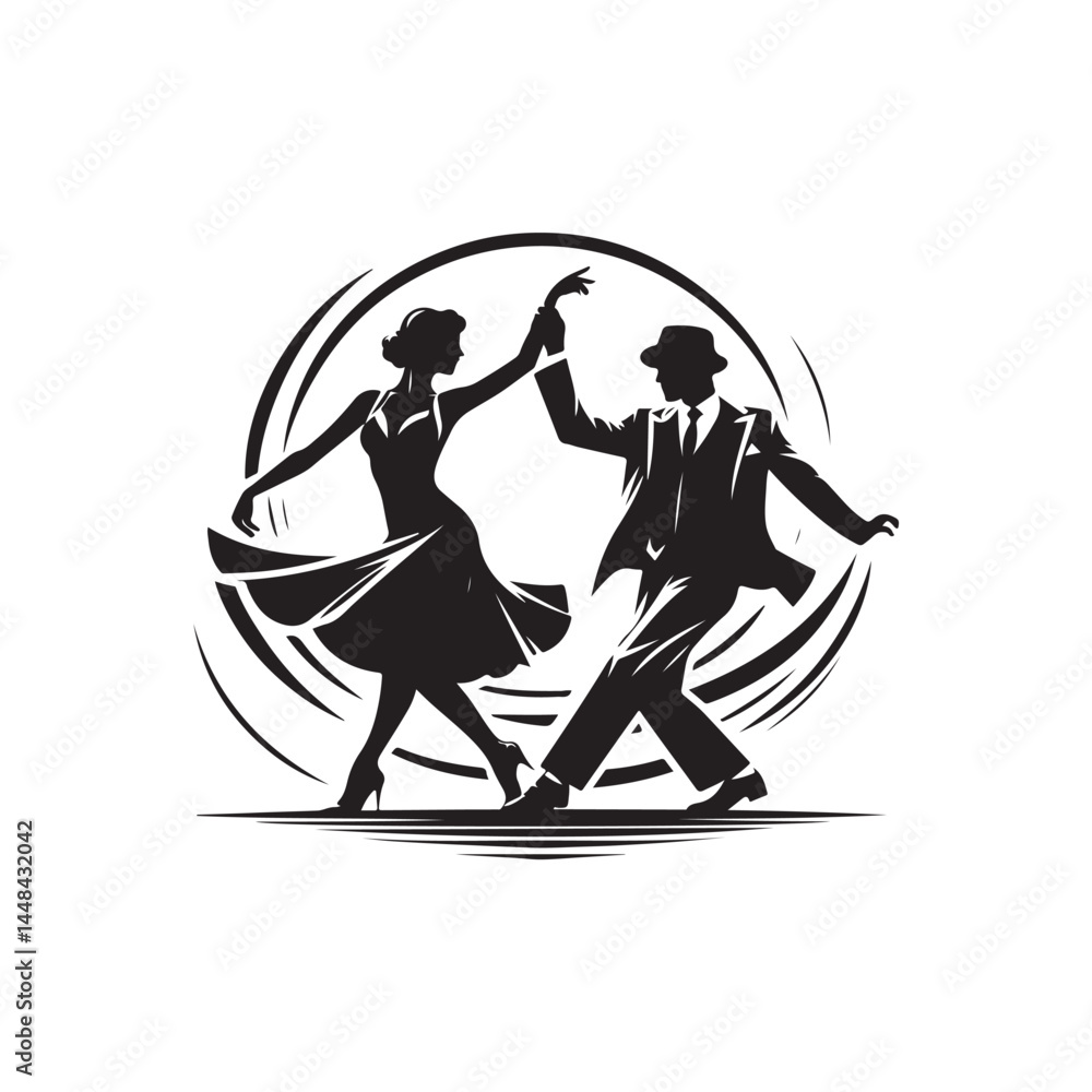 Fototapeta premium Swing Dance Dancers Vector (3).eps