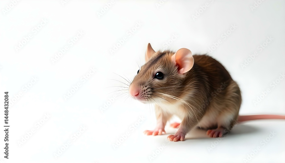 little domestic rat on white with copy space little domestic rat on white with copy space