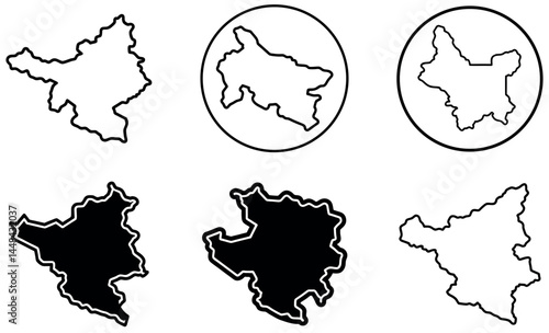 Outline Map Vector Icons - Abstract Geometric Map Shapes