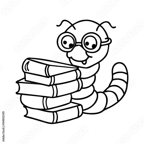 bookworm character icon, bookworm character vector illustration-simple illustration of bookworm character, perfect for bookworm character logos and icons