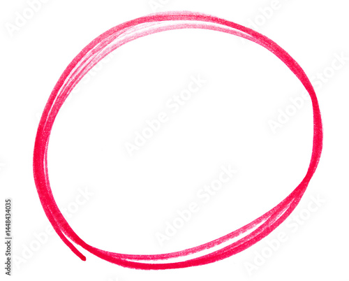 Round doodle drawn with red marker on transparent background