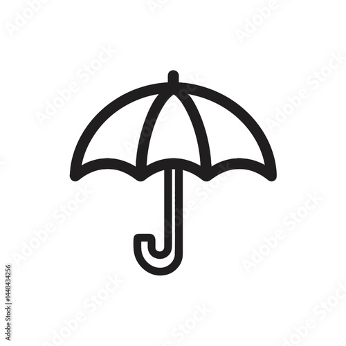 Minimalist black line icon of an umbrella  