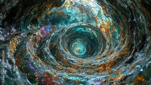 Wallpaper Mural Iridescent glass vortexes swirl within a grotto; colors include green, blue, purple, red, yellow, and gold. Torontodigital.ca