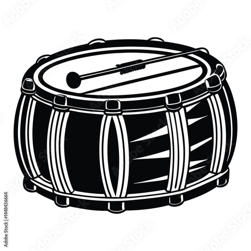 Drum Silhouette Vector, vibrant percussion musical silhouette Vector illustration, Minimal Drum Clipart for Cricut, Print and Illustration