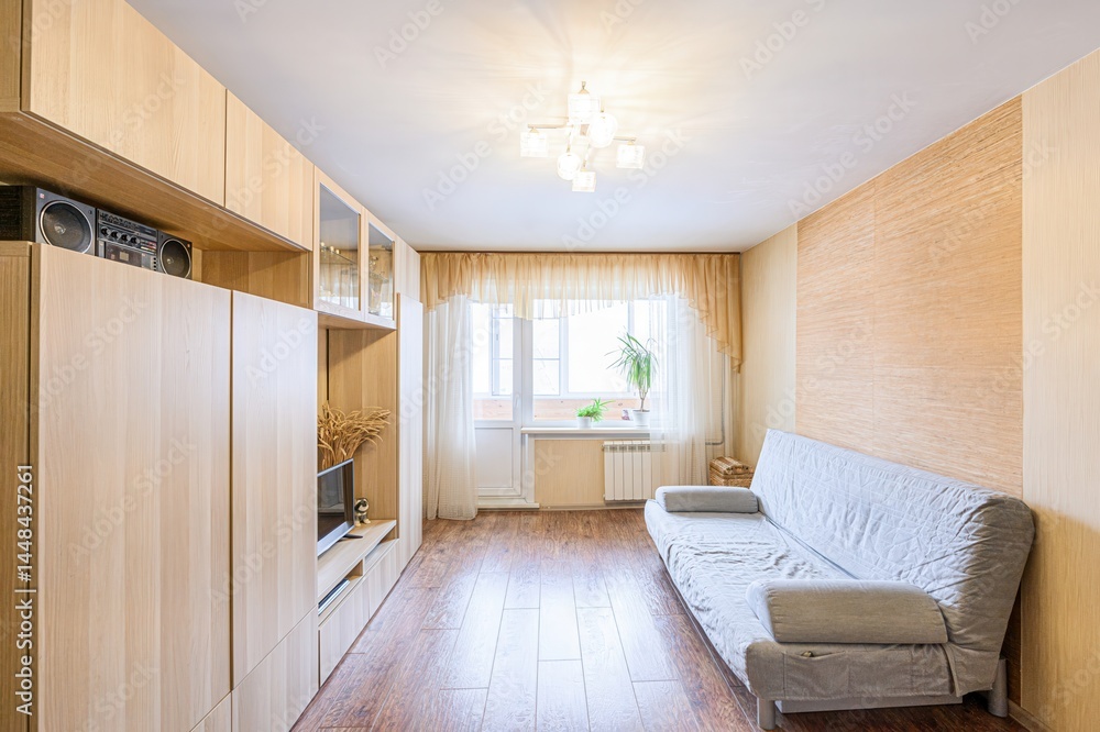 Fototapeta premium standard interior apartment. living room with sofa
