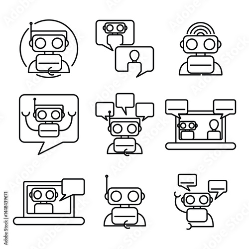 Robotic helpers Communication  tech icons