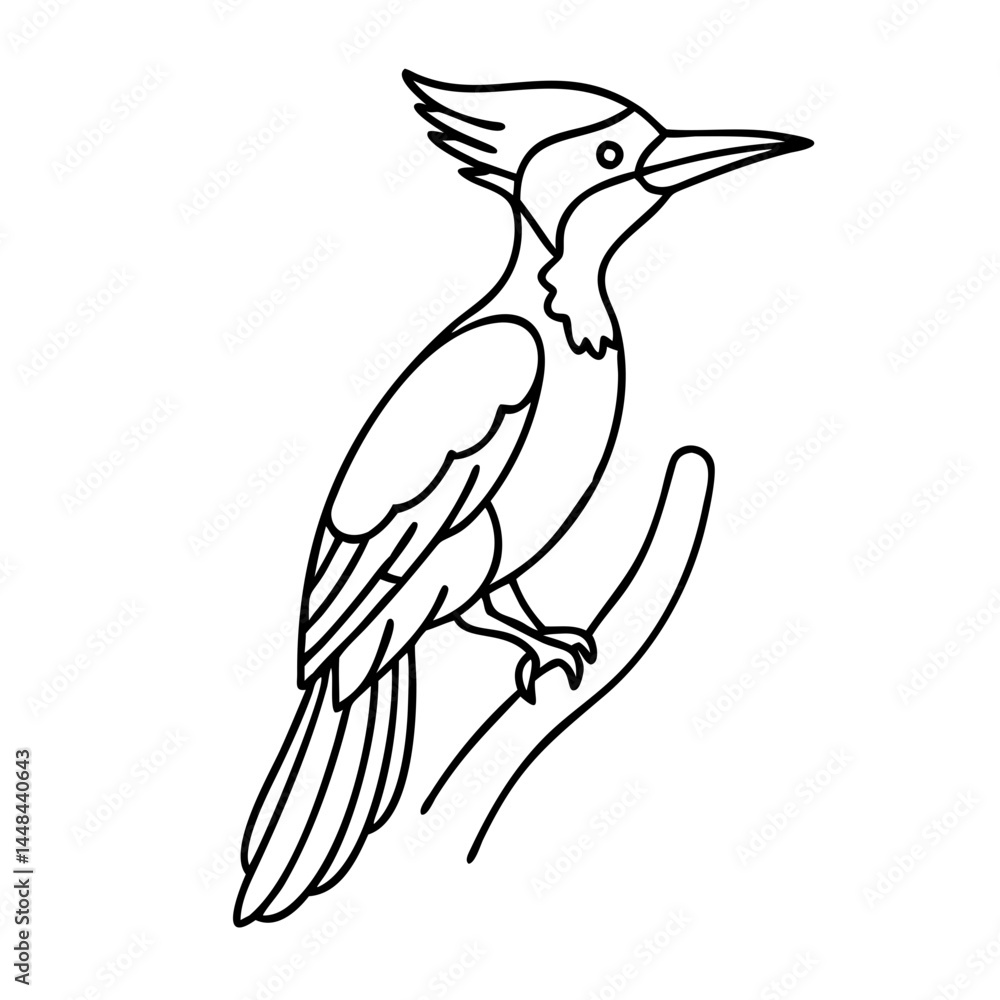 Obraz premium pileated woodpecker icon, pileated woodpecker vector illustration-simple illustration of pileated woodpecker, perfect for pileated woodpecker logos and icons