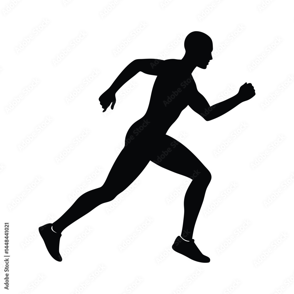 Obraz premium jogger silhouette arms slightly bent vector art