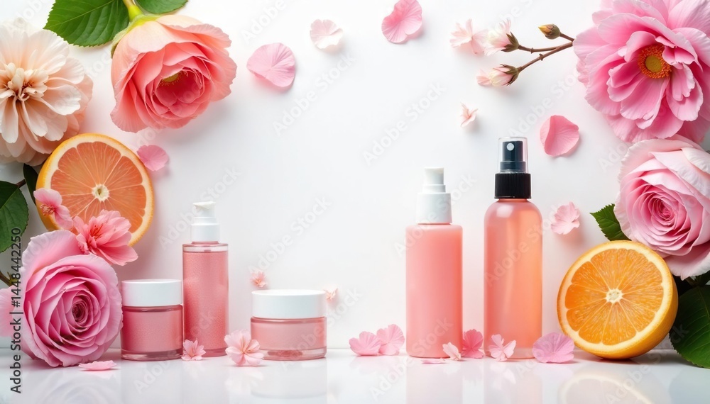 Bright, white backdrop showcasing beauty items , backdrop, bottle Bright, white backdrop showcasing beauty items , backdrop, bottle
