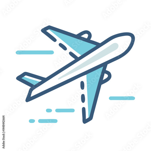 Airplane in Flight Icon Representing Air Travel and Aviation