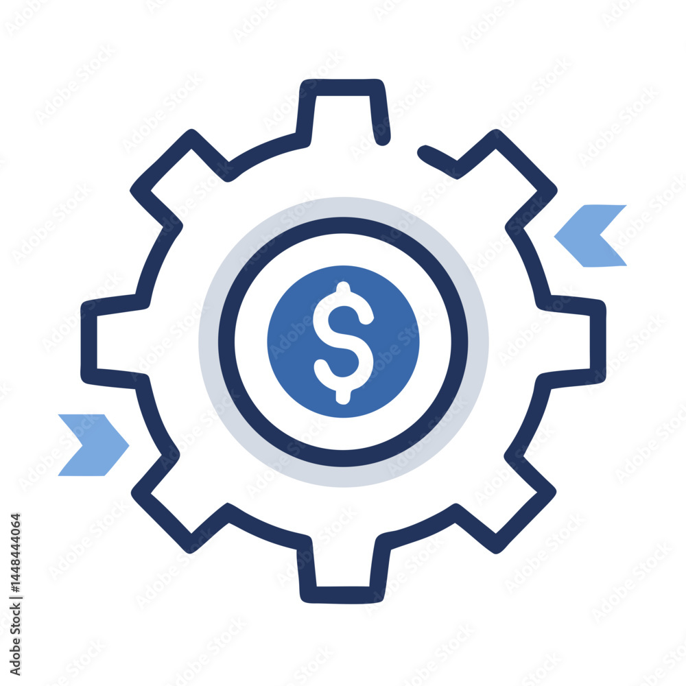 Dollar Symbol in Gear with Arrows Icon Representing Financial Efficiency and Economic Workflow Dollar Symbol in Gear with Arrows Icon Representing Financial Efficiency and Economic Workflow