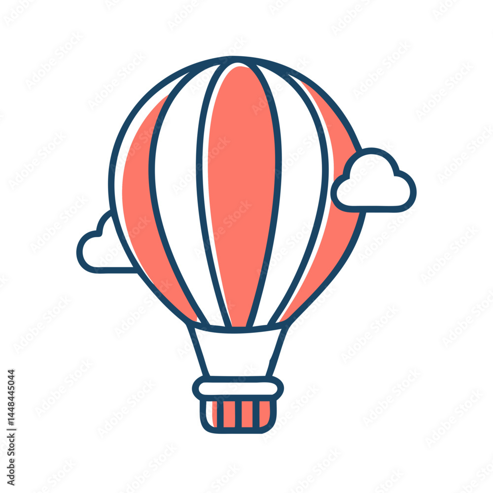 Fototapeta premium Hot Air Balloon Icon Representing Aerial Leisure and Scenic Transportation