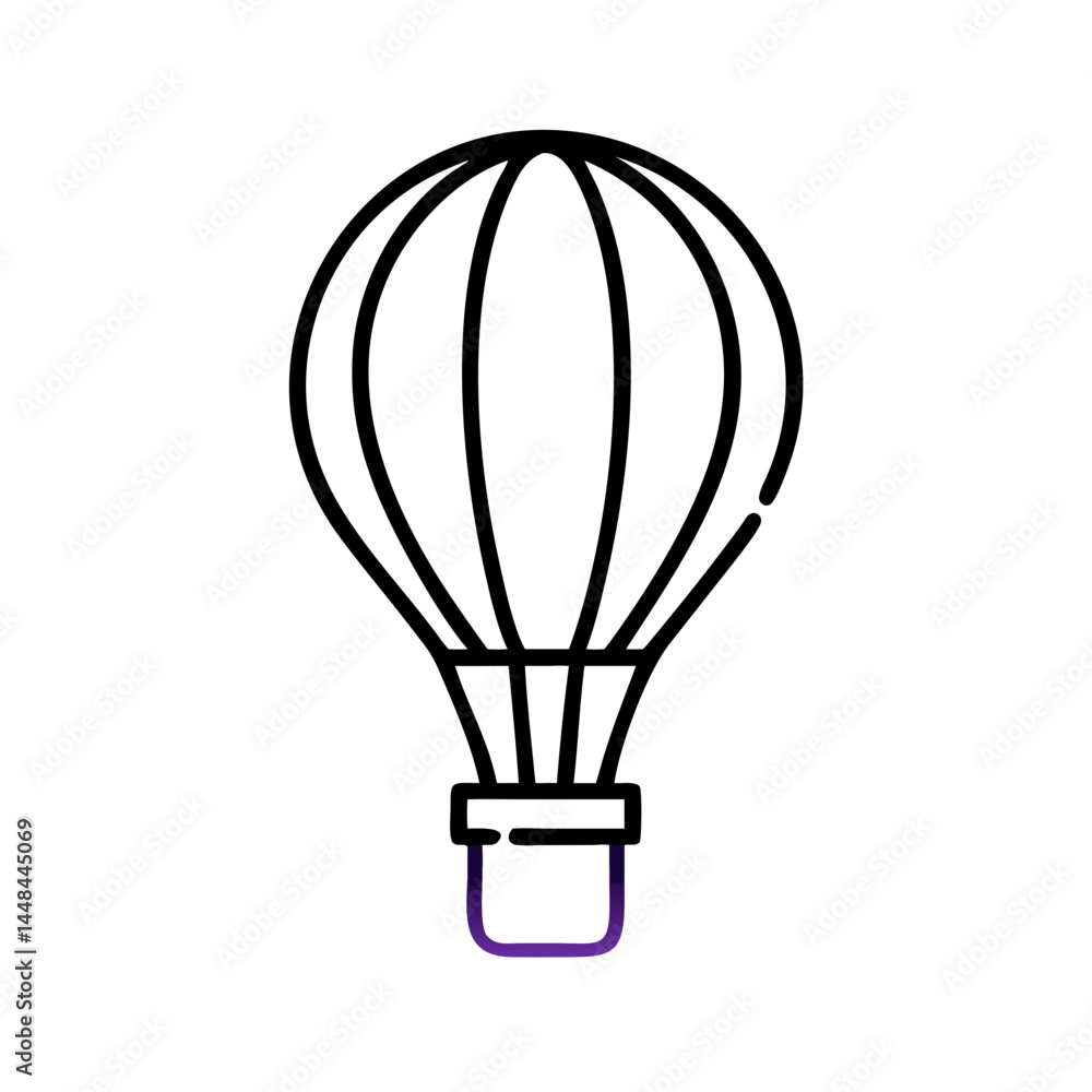 Hot Air Balloon Icon Representing Aerial Leisure and Scenic Transportation Hot Air Balloon Icon Representing Aerial Leisure and Scenic Transportation