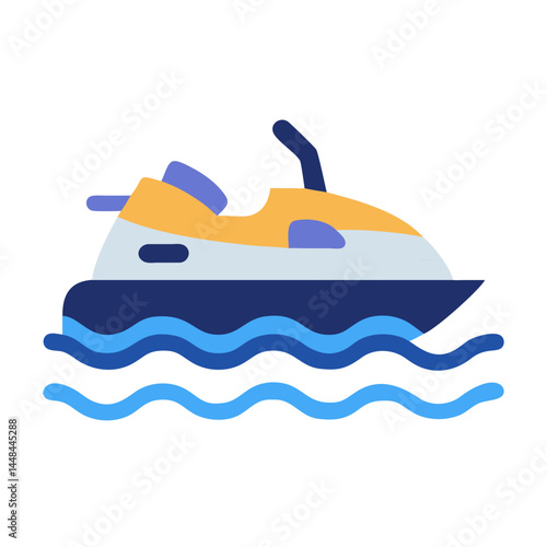 Jet Ski on Water Icon Representing Sea Adventure and Water Sports