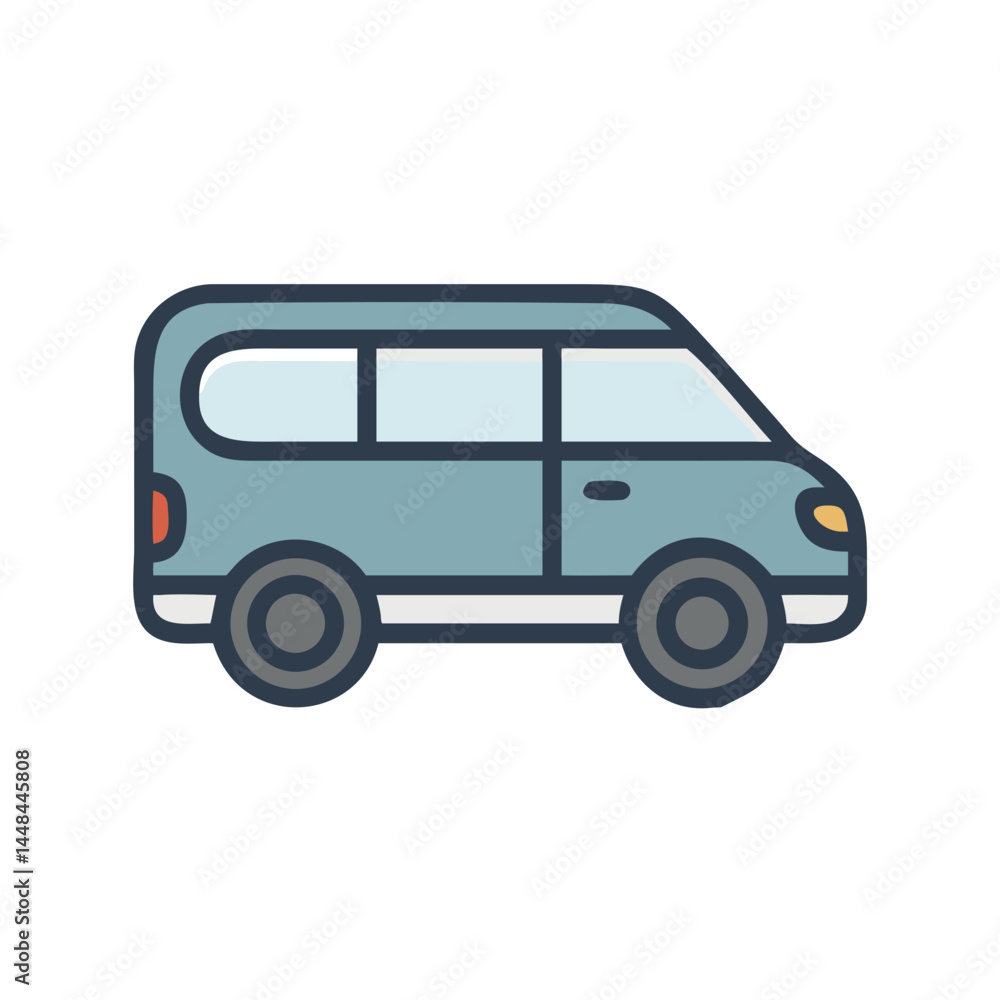Minivan Side View Icon Representing Family Vehicle and Comfortable Transportation Minivan Side View Icon Representing Family Vehicle and Comfortable Transportation