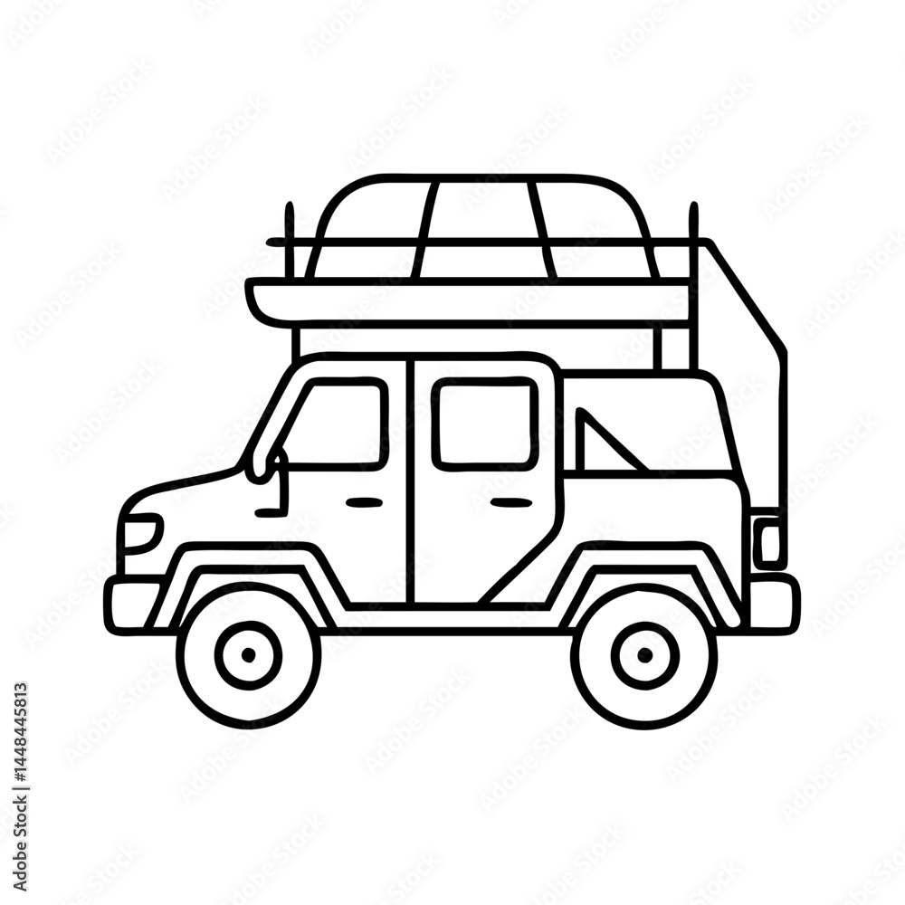 Obraz premium safari jeep with roof tent icon, safari jeep with roof tent vector illustration-simple illustration of safari jeep with roof tent, perfect for safari jeep with roof tent logos and icons