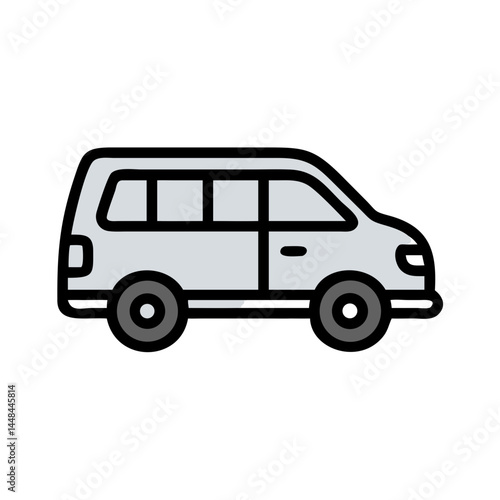 Minivan Side View Icon Representing Family Vehicle and Comfortable Transportation