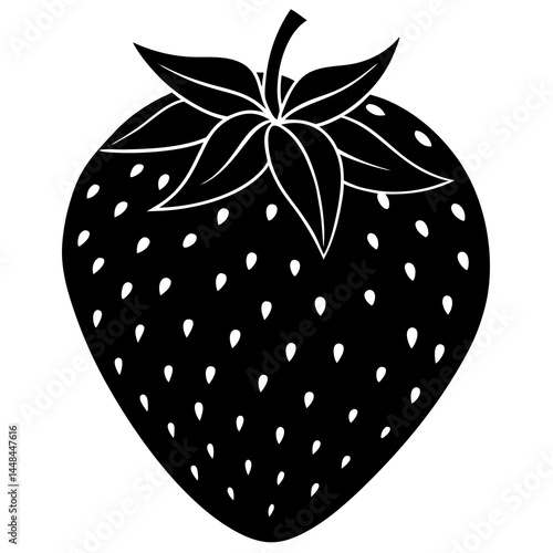 Food strawberry silhouette vector illustrator 