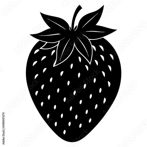 Food strawberry silhouette vector illustrator 