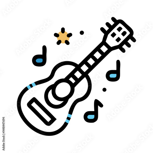 Ukulele Guitar Icon Representing Island Music and Tropical Vibes