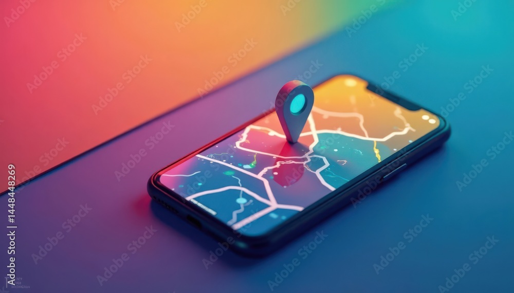 custom made wallpaper toronto digitalMinimalist smartphone screen with GPS icon and map overlay, technology, smartphones, mobile