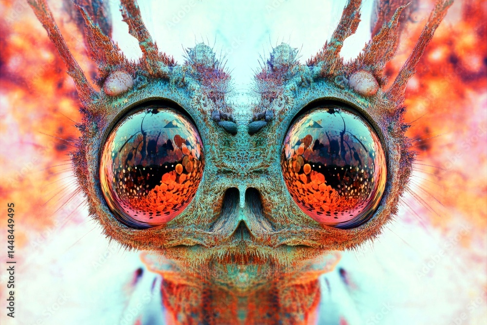 Lights in darkness. Surreal concept. Mysterious disorder. Hallucination - due to peyote: abstract image of physical state. Cognitive issue. Metaphorical peyote emotions of a mental illusion.