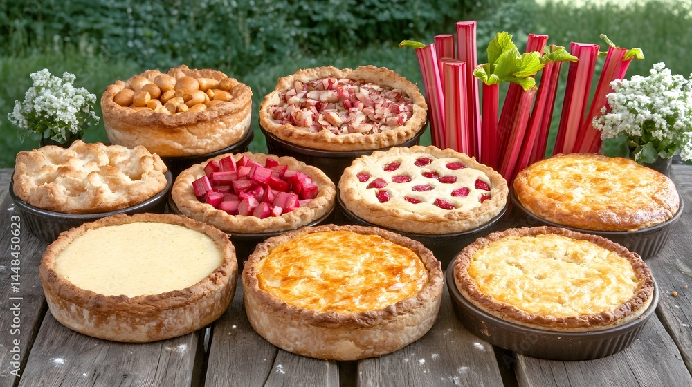 Naklejka premium Assortment of Delicious Homemade Fruit Pies and Tarts