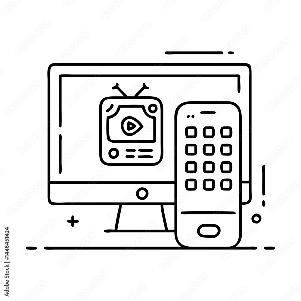 Obraz premium tv remote app icon, tv remote app vector illustration-simple illustration of tv remote app, perfect for tv remote app logos and icons