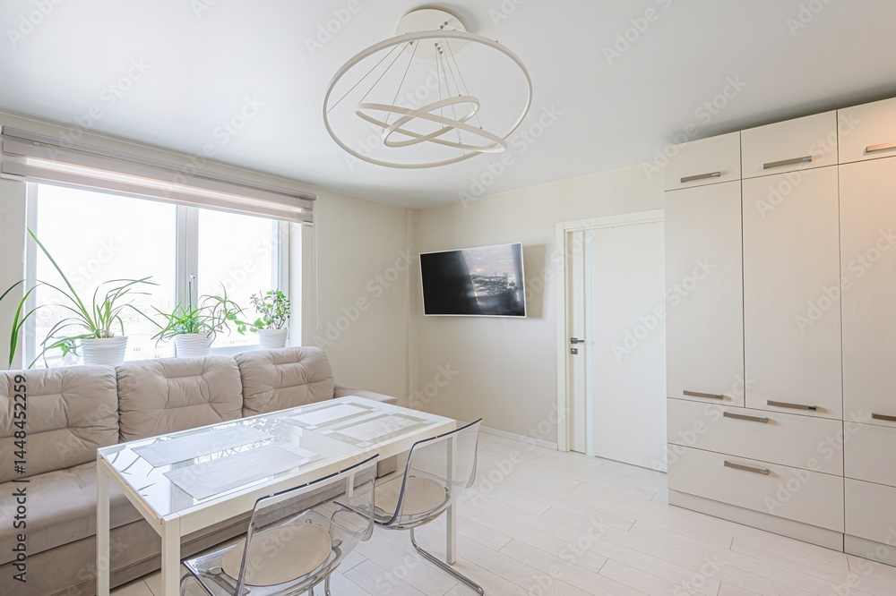 Fototapeta premium standard interior apartment. living room with sofa