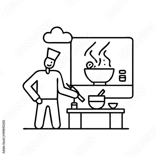 watching a cooking show icon, watching a cooking show vector illustration-simple illustration of watching a cooking show, perfect for watching a cooking show logos and icons