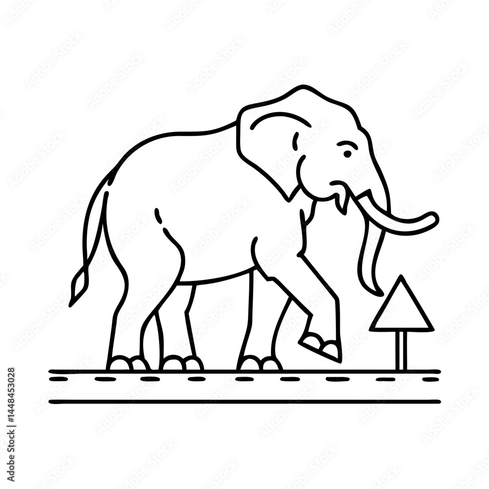 Obraz premium wild elephant crossing road icon, wild elephant crossing road vector illustration-simple illustration of wild elephant crossing road, perfect for wild elephant crossing road logos and icons