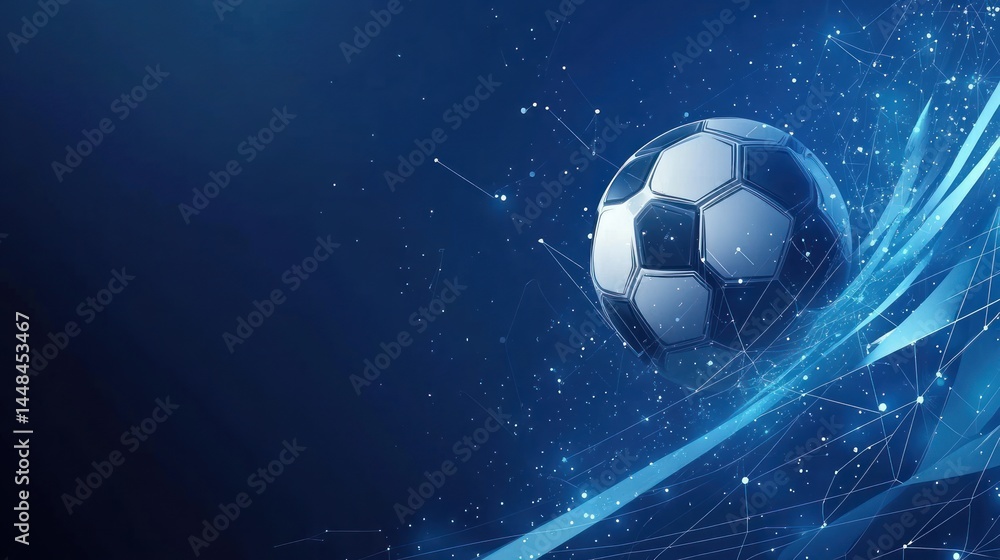 Fototapeta premium Soccer ball in motion, digital lines