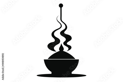 Abstract illustration of a hot bowl with a long spoon like steam