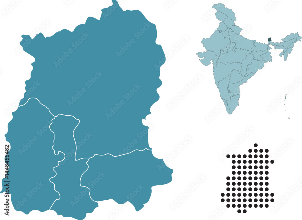 Fototapeta premium Set maps of Sikkim state