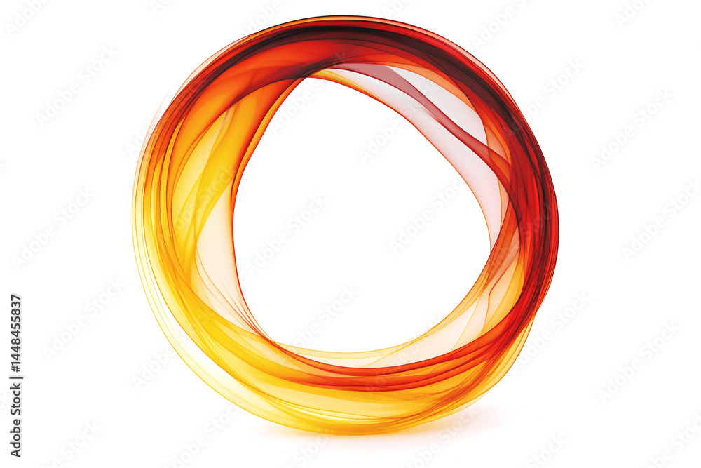 Circle of orange smoke on transparent background. smoke forms round frame. design element. ink. modern style. minimalism