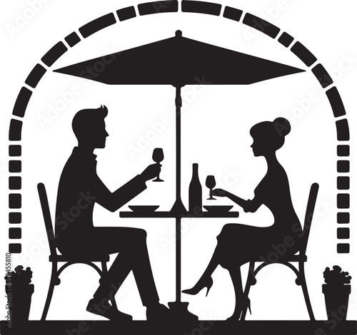  vector Couple sitting in restaurant 