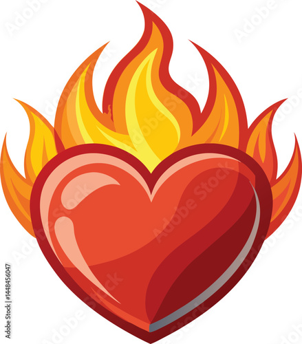 Burning heart Vector 