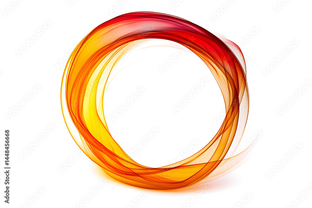 Circle of orange smoke on transparent background. smoke forms round frame. design element. ink. modern style. minimalism