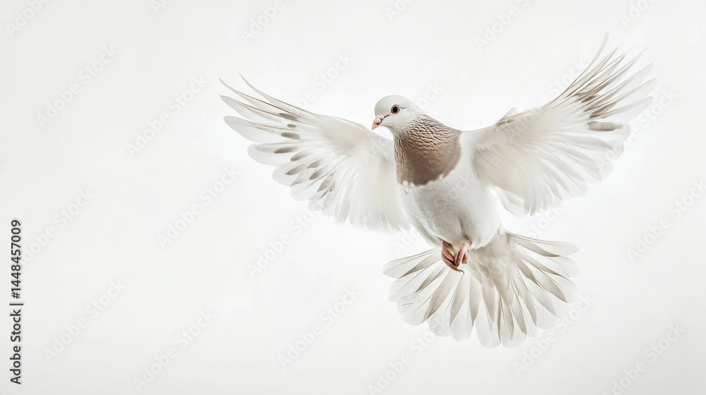 Fototapeta premium Grey dove, pigeon isolated on white background. 