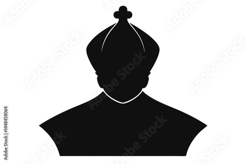Silhouette of a Catholic Bishop wearing a Mitre and Clerical Collar