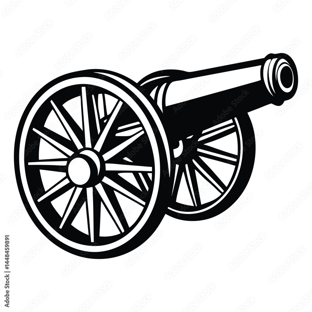 Fototapeta premium Old cannon silhouette Vector illustration